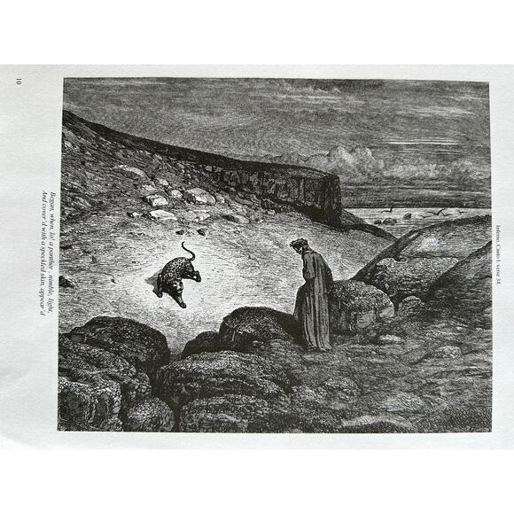 Gustav Dore, Wild Forest, A Panther Divine Comedy, Art Print, ~ 250803-WH 705 - Picture 4 of 4